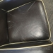 Black Leather Sofa Set With Trim - Loveseat, Armchair, Ottoman